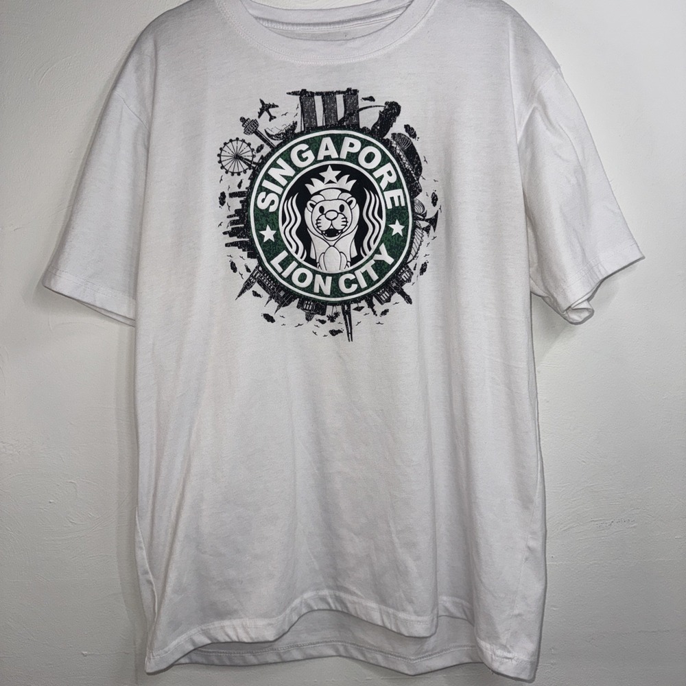 Gardian Angel Singapore Lion City Graphic Tee Size Large White Streetwear